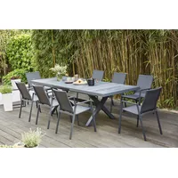 Siena Garden Garten-Essgruppe »Reno / Messina Set«, (Set, 9 tlg.), bestehend aus 8 Sesseln und 1 Ausziehtisch,