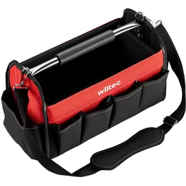 Wiltec Faltbare Werkzeugtasche 14 Fächer rot/schwarz 40 x 19 x 25 cm