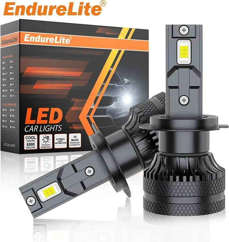 ENdureLite H8/H9/H11 H7 H4 9005 9006 9012 Glühbirnen, 20.000 Lumen, 6000 K Kaltweißes Licht, CSP-Chips, 300 % Helligkeit, effizientes Kühlsystem, 2er-Pack
