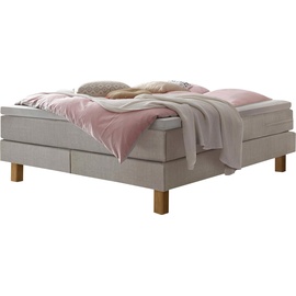 Hasena Boxspringbett 140-180 cm Braun / Hellgrau, Liegefläche:160 x 200 cm, Topper:Base-Topper