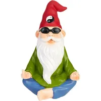Brubaker Gartenzwerg Mittelfinger Meditation - Cooler Yin und Yang Zwerg meditiert - Gartenfigur Lustig - Dekoration Wetterfest für Garten Campingplatz - Gartendeko für außen - 20 cm groß