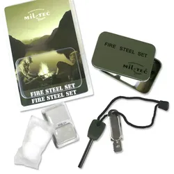 MILTEC Feuerstahl Set mit Behälter