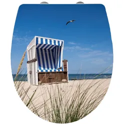 WENKO WC-Sitz »Strandkorb«, Duroplast, oval,  mit Softclose-Funktion - bunt