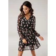 LAURA SCOTT Meshkleid in schwarz-rosa-gemustert | Gr.: 36