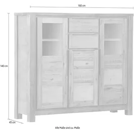 GUTMANN FACTORY Vitrine Tulsa 160 x 45 x 140 cm Beige