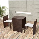 vidaXL Polyrattan Bistro Set 3-tlg. braun inkl. Auflagen 42881