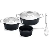 Fissler Adamant/Aluminium-Kochtopfset, 4-teilig, Töpfe-beschichtet mit Metalldeckel, antihaftend (1 Kochtopf, Bratentopf, 1 Stielkasserolle) + Induktion Original-Profi Collection® Schneebesen