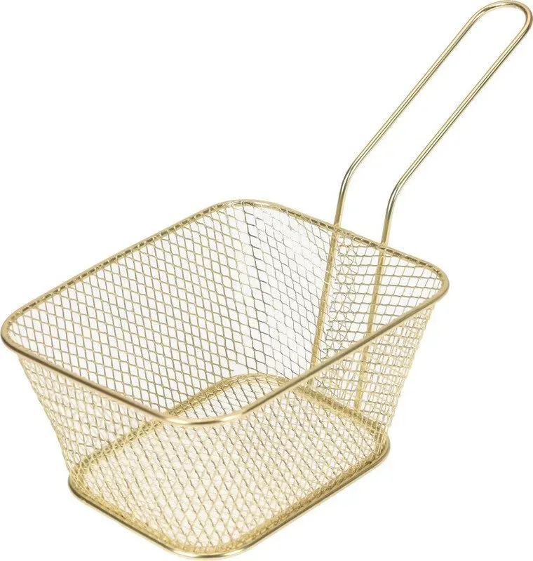 Excellent Houseware Goldener Stahlkorb mit Griff zum Frittieren 23*11.5*13.5cm