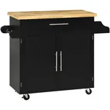 Homcom Küchenwagen Schwarz, Holzwerkstoff, 40x89x109 cm, Esszimmer, Servierwagen