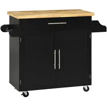 Homcom Küchenwagen Schwarz, Holzwerkstoff, 40x89x109 cm, Esszimmer, Servierwagen