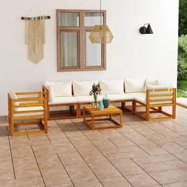 vidaXL Garten-Lounge-Set 7-tlg. creme Akazie