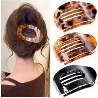 luxuskollektion Haarklammer Damen Leopardmuster Flat Claw Clip 3 Stück