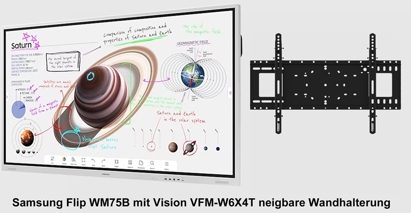 Samsung Flip Pro WM75B Bundle - 75 Zoll digitales Flipchart + Vision VFM-W6X4T W...