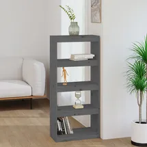 vidaXL Bücherregal Raumteiler 60 x 30 x 135,5 cm Grau