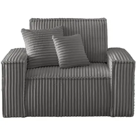 OTTO home Loveseat FINNLEY Cord 120 x 85 x 86 cm Grau inkl. Zierkissen