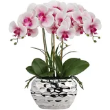 44CM Künstliche Orchideen Phalaenopsis Kunstblumen wie Echt Dekorative Orchidee Bonsai Kunstpflanze Arrangement im Keramiktopf für Tisch Wohnzimmer Wohnkultur Dekoration