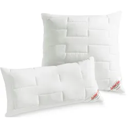 Microfaserkissen SCHLAF-GUT "Utah", weiß, B:80cm L:80cm, Bezug: 50% Baumwolle, 50% Polyester. Füllung: 100% Polyester, Kopfkissen, Strapazierfähig und günstig