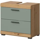 inn.furn Waschbeckenunterschrank Shawn in Salbei und Eiche 60 cm, mit Schubladen 60x56x37 FSC 100%, Badezimmer, Badezimmerschränke, Waschbeckenunterschränke