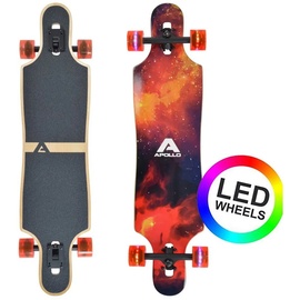 Apollo Twin Tip DT Longboard 40" aus mehrlagigem Holz für idealen Flex & Stabilität rot/schwarz 40"