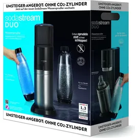 Sodastream Duo schwarz + Glaskaraffe + PET-Fasche