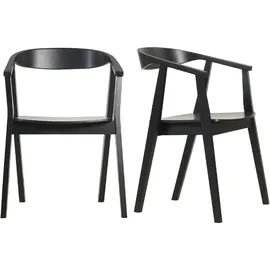 miliboo Schwarze Design-Stühle aus Holz (2er- Set) BAHIA