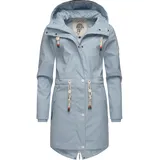 Navahoo Damen Übergangsjacke Regenmantel wasserdicht lang mit Kapuze Tropical Stormoo Baby Blue Gr. M - M