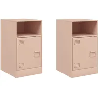 VidaXL Nachttische 2 Stk. Rosa 34,5x39x62 cm Stahl