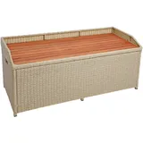 ESTEXO Polyrattan Gartenbank Sitzbank mit Auflagenbox Kissenbox Rattan Kissentruhe Bank mit Stauraum Beige