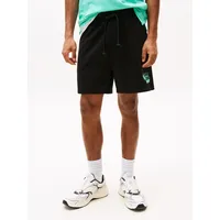 Tommy Hilfiger Sweatshorts TOMMY JEANS "TJM RLX STACK LOGO SWEATSHRT EXT", Herren, Gr. XXL, N-Gr, schwarz, Web, Obermaterial: 100% Baumwolle, unifarben, normal kurz, Hosen Sweatshorts, Mit Kordelzug