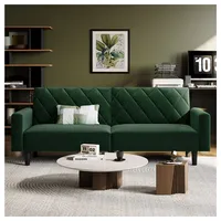 Yaheetech Schlafsofa 2 Sitzer Sofa mit Schlaffunktion, 140,5 × 94 cm Liegefläche grün