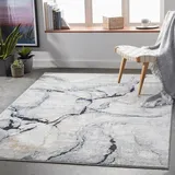 livabliss Berlin Teppich 160x220 cm – Moderner Kurzflor in Marmor Optik für Wohnzimmer – Esszimmer, – Grau, Blau & Elfenbein