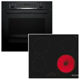 Bosch Herdset Bosch Backofen Hydrolyse + Glaskeramikkochfeld Rahmenlos autark 60 cm