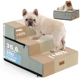 Gardner Pet 2-in-1 Hundetreppe für Hunde, 3 Stufen, Beige, 23/36 cm Hoch