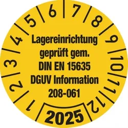 König Werbeanlagen Dreifke® Jahresprüfplakette, Lagereinrichtung DGUV Information 2 - 30 mm Folie selbstklebend