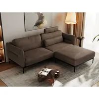 MKS MÖBEL Ecksofa SALENTO, Set, Komfortschaum, mobile Kopfstütze, Lose Kissen, Ecksofa L-Form, Puff, Taschenfedern, Metallstruktur, Schlafsofa braun