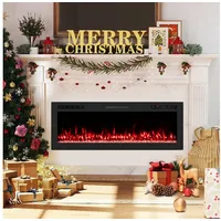 COSTWAY Elektrokamin, 91,4cm WLAN einbau-/Wandkamin 750W/1500W mit APP schwarz 91.4 cm x 46 cm x 10 cm