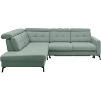 Ecksofa MUSTERRING "MR 4615", grün (mint), B:272cm H:84cm T:214cm, 100% Polyester, Sofas, mit Kopf- und Rückenverstellung, Metallfuß schwarz, Maße 272 x 214 cm