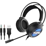 BUMHUM Gaming-Headset,Bunte LED-Beleuchtung, USB-Kabel Gaming-Headset (Over-Ear-Design: Gaming-Headset mit starkem Bass und Mikrofon) schwarz