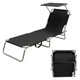 Spetebo 3-Bein Gartenliege 186 x 55 x 24 cm Schwarz