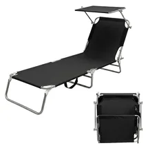 Spetebo 3-Bein Gartenliege 186 x 55 x 24 cm Schwarz