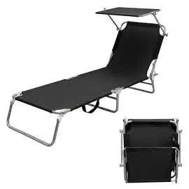 Spetebo 3-Bein Gartenliege 186 x 55 x 24 cm Schwarz