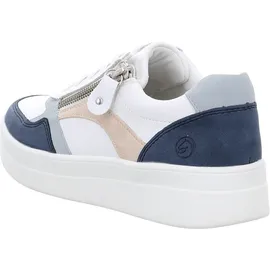 remonte Damen Plateau-Sneaker Weiß/Jeansblau/Rosé 42