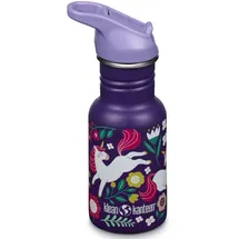 Klean Kanteen Trinkflasche Tägliche Nutzung, Sport Cap - - Kind Leaping Unicorns / Paisley Purple 12 oz (355 ml)