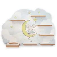 Regal „Maus & Sterne“ geeignet für Toniebox und Tonies inkl. 40 Metallplättchen für Flexible Befestigung der Tonie Figuren (Maus & Sterne)