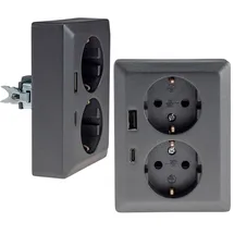 ChiliTec Schuko-Steckdose 2-fach Anthrazit 2 St.