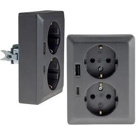 ChiliTec Schuko-Steckdose 2-fach Anthrazit 2 St.