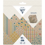 Clairefontaine 95380C - Packung Origami Papier 60 Blatt, 15x15 cm 70g, Krafty color, 1 Pack