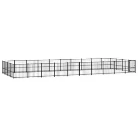 vidaXL Outdoor-Hundezwinger 9,7 m x 3,88 m x 1 m Stahl Schwarz
