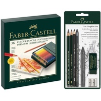 Faber-Castell 110092 - Farbstifte Polychromos 36er Atelierbox und Pitt Graphite Zeichenset