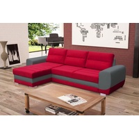 JVmoebel Ecksofa, Sofa Schlafsofa Designer Sofa mit Bettfunktion + Bettkasten grau|rot